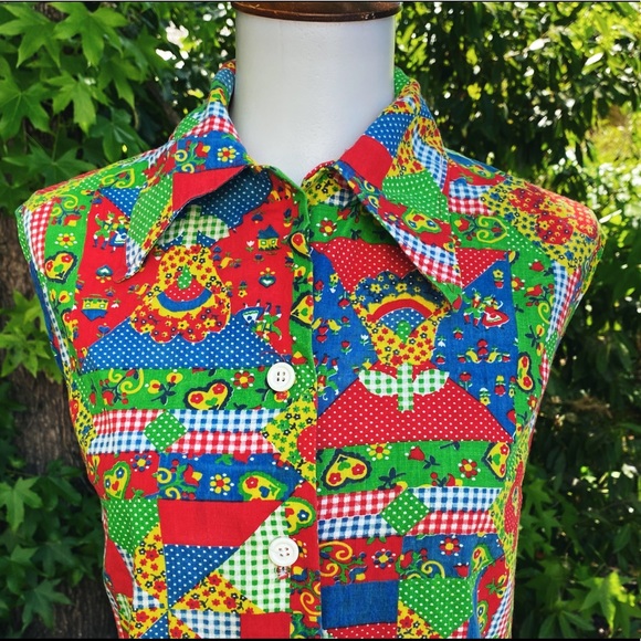 SOLD Land 'n' Shore Sleeveless Patchwork Button Up - Picture 5 of 7